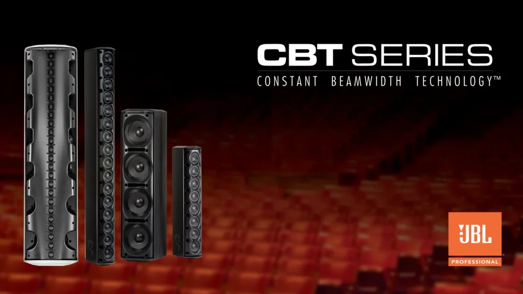 Serie CBT de JBL son altavoces de columnas que proporcionan cobertura completa en espacios altamente reverberantes